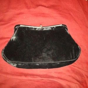 L and m black velvet clutch